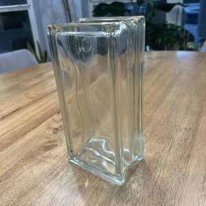 VTG Glass Ice‎ Block Vase 9.25x4" architectural Made in Germany MCM brutalist
